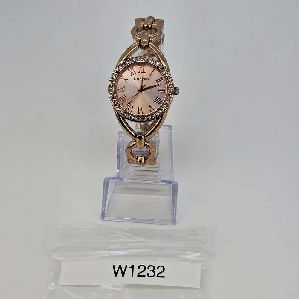 Ellen Tracy Women's Watch 32MM Gold Dial Gold Bracelet Band 7